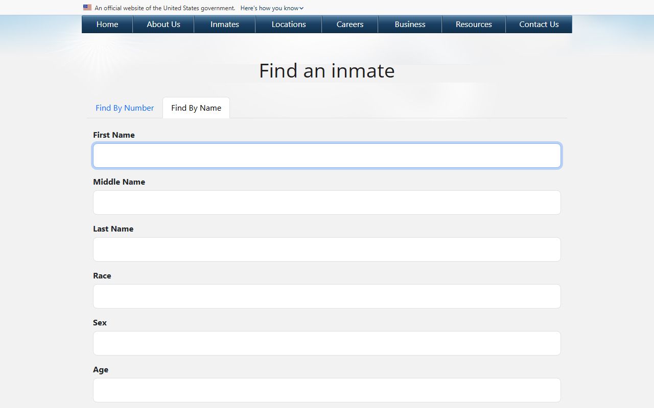 Federal BOP inmate locator by-name form