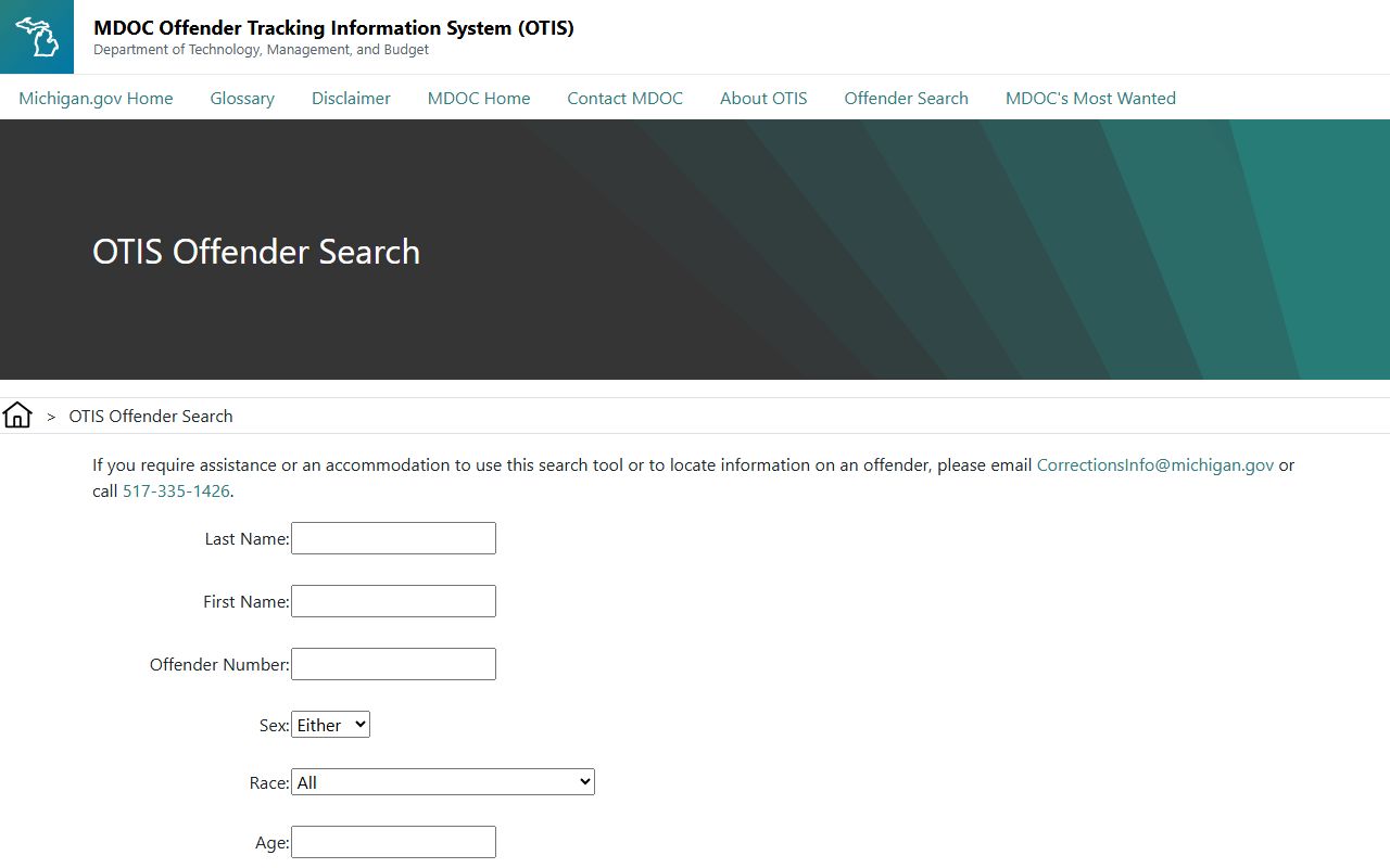 Mason County inmate population MDOC OTIS offender search